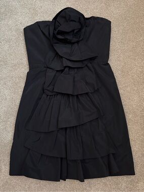 BCBG Max Azria Size 4 Black Ruffle Dress Designer Stunning EUC